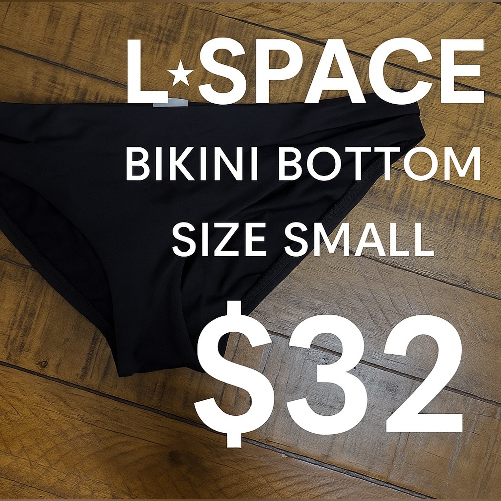 L*Space Bikini Bottom – Size Small (S) – Black Cutout Hip Swim Bottom